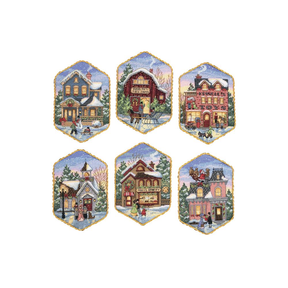 (image for) Gold Collection Christmas Village Ornaments Counted Cross Stitch